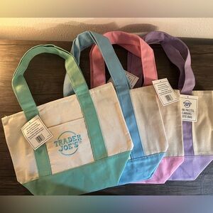 Trader Joe’s mini pastel canvas tote bags